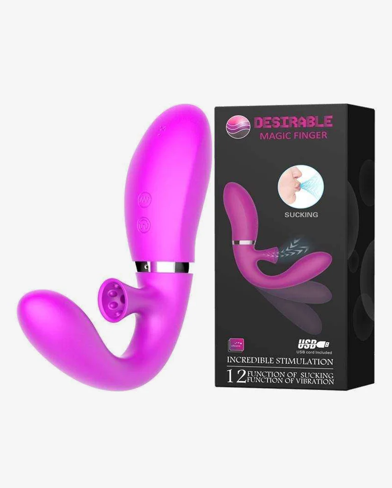 DESIRABLE MAGIC FINGER USB Flexible Vibrator with 12 Modes of Vibration & Suction